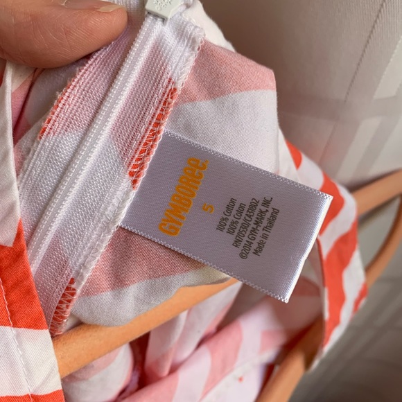 Gymboree girls fit and flare chevron dress size 5. Orange and white - Picture 3 of 3